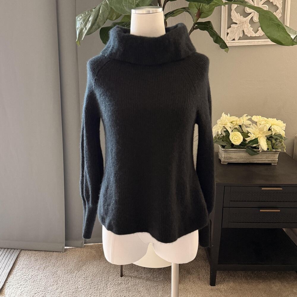 Soft Surroundings Sweater Womens Medium Black Cashmere Cowl Neck Knit Pullover